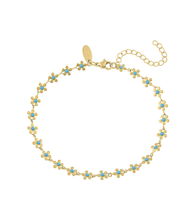 By Shir Enkelbandje Madelief blauw