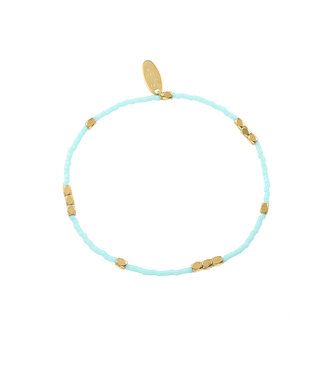 By Shir Armband kraaltjes turquoise grof