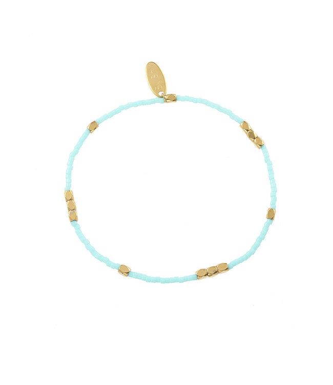 By Shir Armband kraaltjes turquoise grof