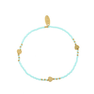 By Shir Armband kraaltjes turquoise hartjes