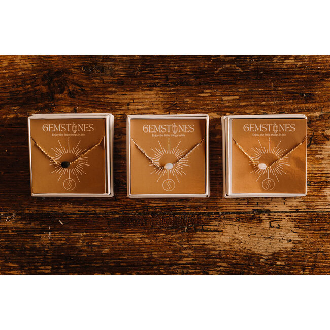 By Shir Armband edelsteen in doosje Agaat zwart