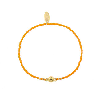 By Shir Armband kraaltjes oranje dot goud