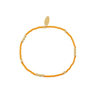 By Shir Armband kraaltjes oranje grof goud