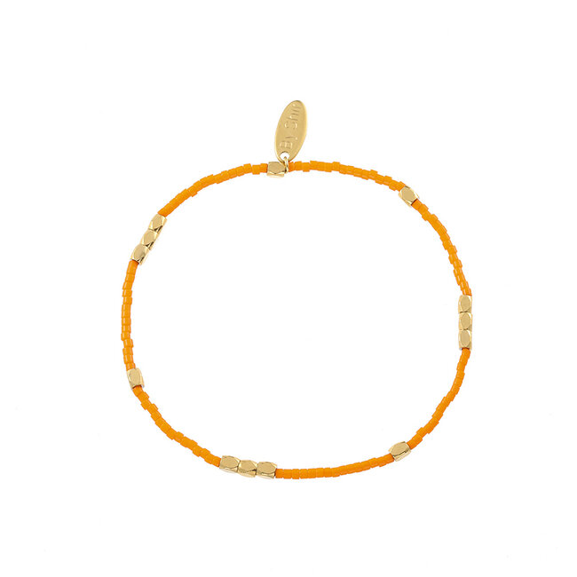 By Shir Armband kraaltjes oranje grof