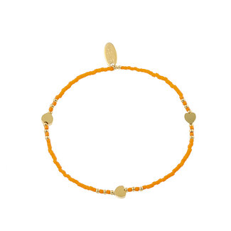 By Shir Armband Perlen orange Herzen