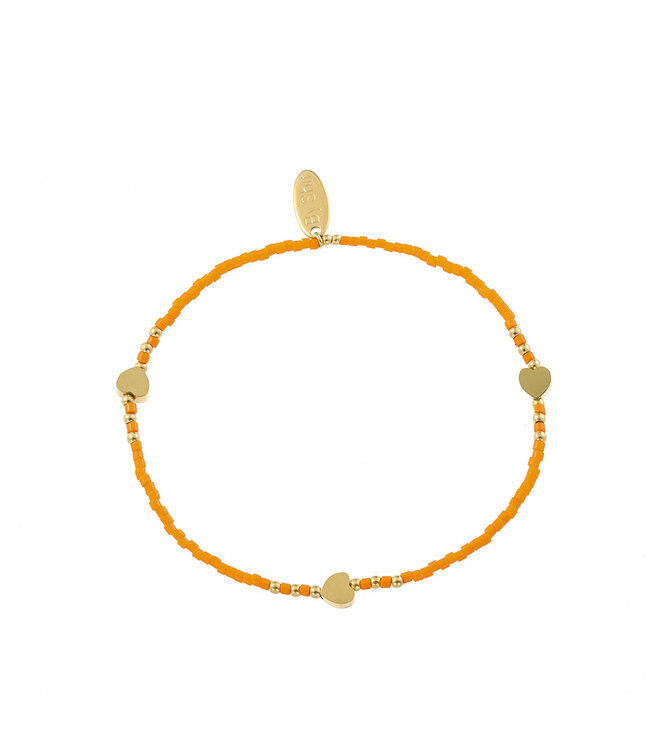 By Shir Armband Perlen orange Herzen