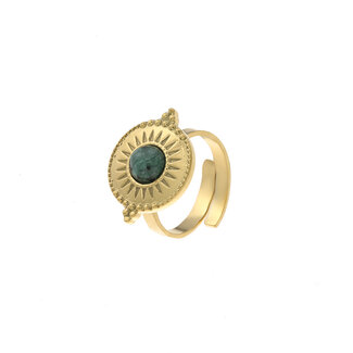 By Shir Ring Luxe Isla Chrysocolla goud