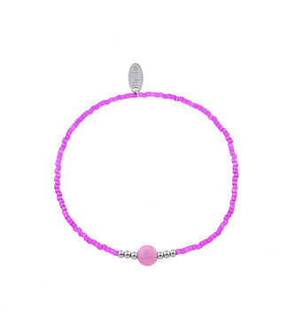 By Shir Armband kraaltjes Fuchsia edelsteen