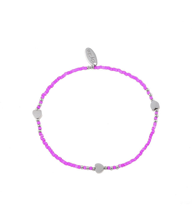 By Shir Armband Perlen Fuchsia Herzen
