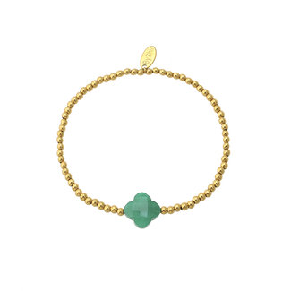 By Shir Armband mit Edelsteinperlen, grüner Aventurin, Kleeblatt
