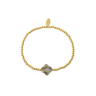 By Shir Armband Perlen Edelstahl Glücksbringer Chrysopras