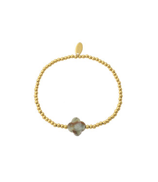 By Shir Armband Perlen Edelstahl Glücksbringer Chrysopras