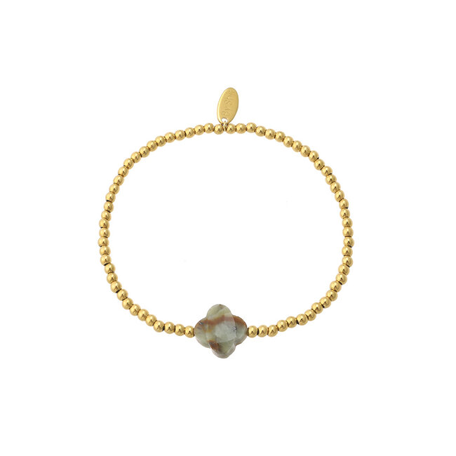 By Shir Armband Perlen Edelstahl Glücksbringer Chrysopras