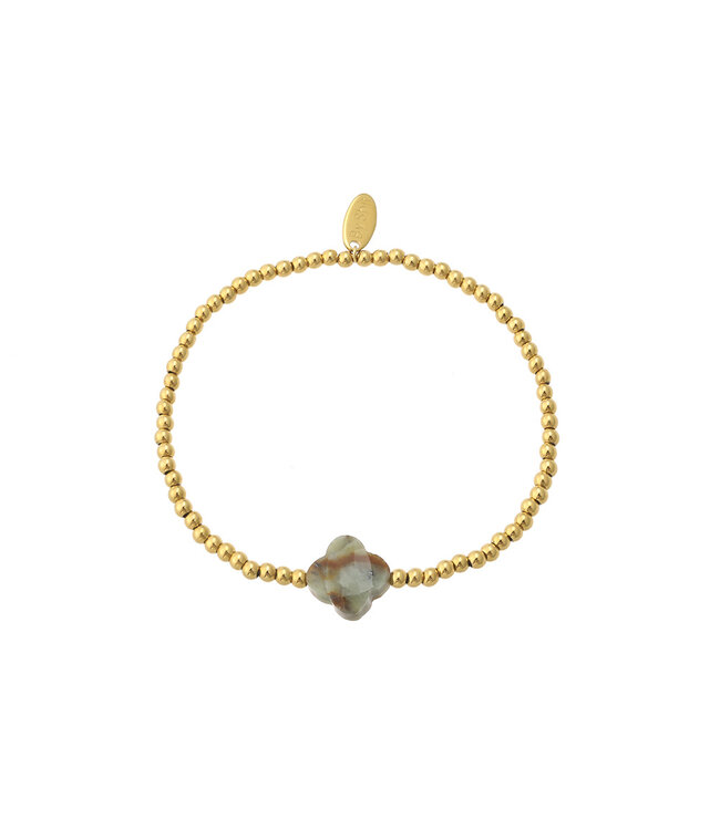 By Shir Armband Perlen Edelstahl Glücksbringer Chrysopras