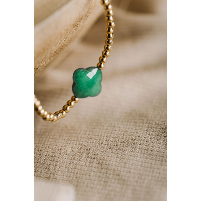 By Shir Bracelet beads gemstone clover green aventurine