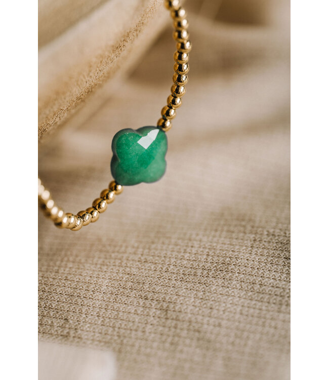 By Shir Bracelet beads gemstone clover green aventurine