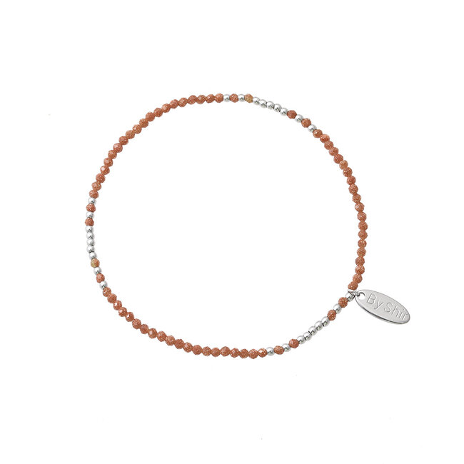 By Shir Armband kraaltjes Mix goudsteen