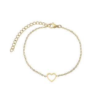 By Shir Armband edelstaal heart goud