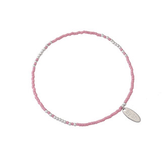 By Shir Armband kraaltjes oud roze fijn zilver