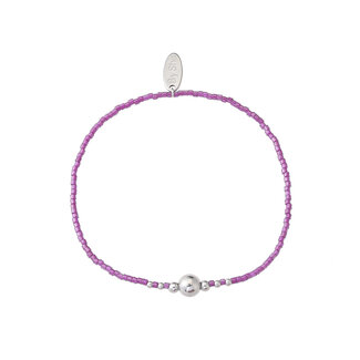 By Shir Armband kraaltjes magenta dot zilver