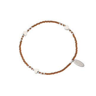 By Shir Armband Perlen braun Herzen