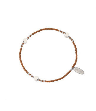 By Shir Armband Perlen braun Herzen
