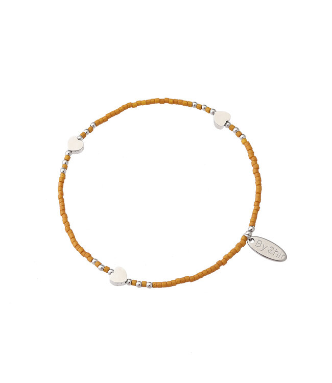 By Shir Bracelet beads cinnamon brown matte hearts