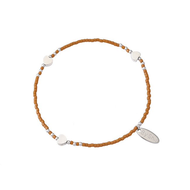 By Shir Bracelets beads cinnamon brown shiny hearts