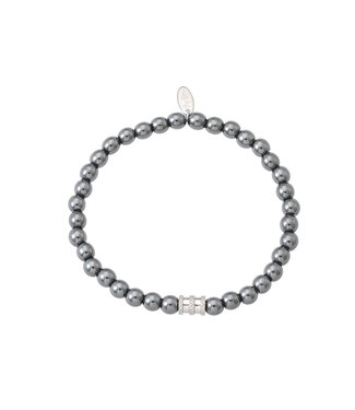 By Shir Heren armband Hematiet met cilindervorming tussenkraal 6mm