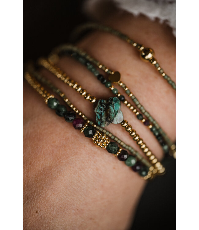 By Shir Armband Perlen Edelstahl Glücksbringer Chrysopras