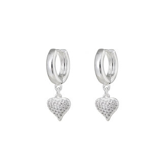 By Shir Oorbellen klein diamond heart zilver