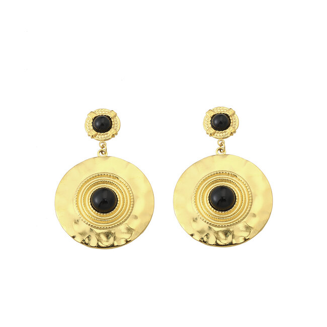 By Shir Oorbellen luxe Eva zwart agaat