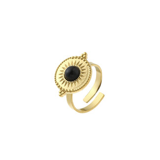 By Shir Ring luxe isla zwart agaat goud