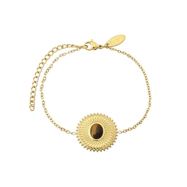 By Shir Bracelet stainless steel Liz tiger eye