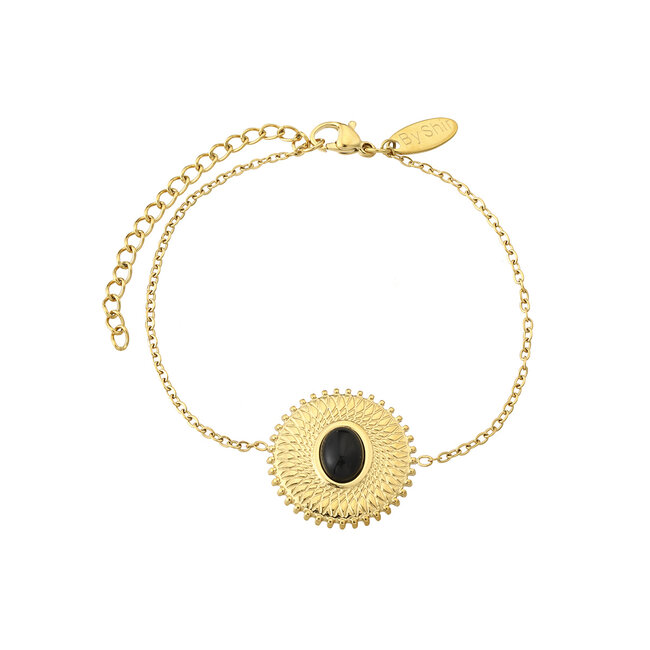 By Shir Armband edelstaal Liz zwart agaat