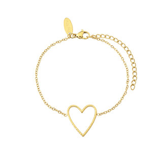 By Shir Armband edelstaal open heart goud
