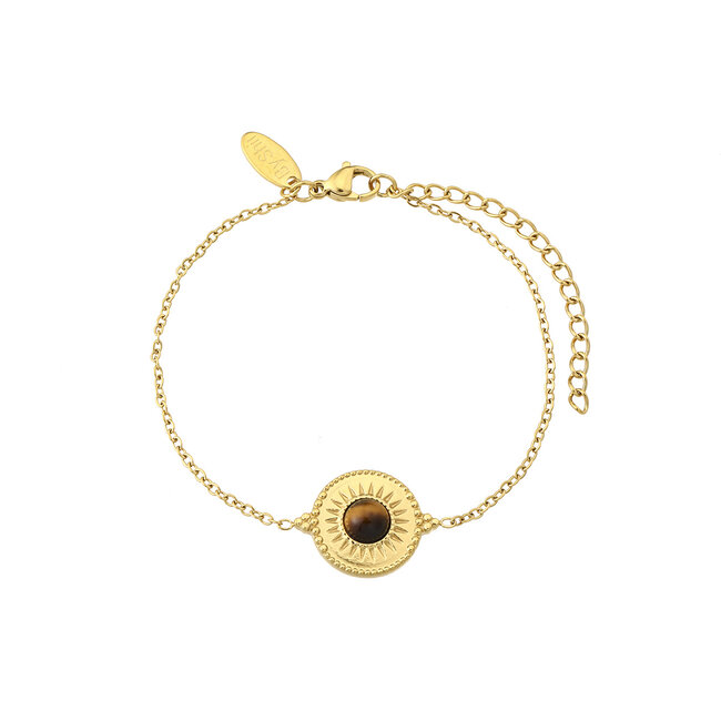 By Shir Armband edelstaal isla tijgeroog