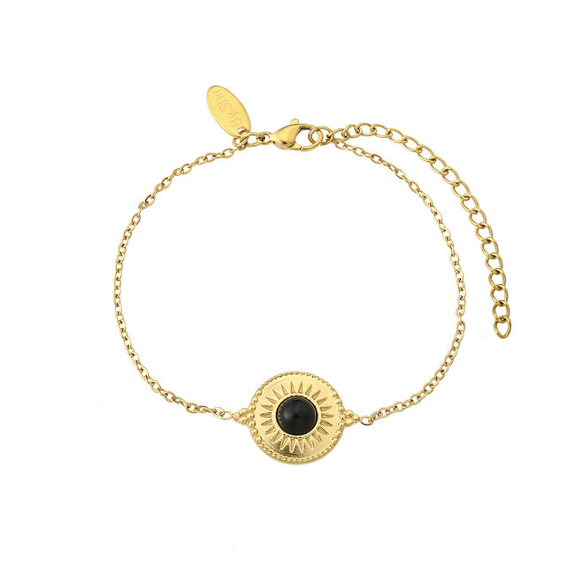 By Shir Armband edelstaal Isla zwart agaat