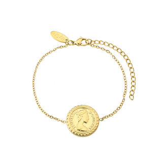 By Shir Armband edelstaal munt goud