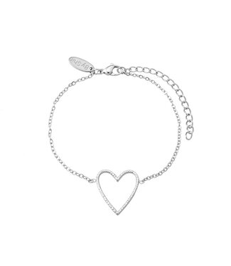 By Shir Armband edelstaal open heart