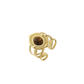 By Shir Ring luxe Lieke tijgeroog goud