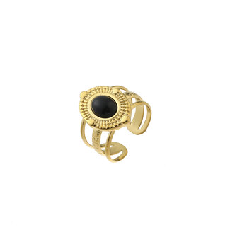 By Shir Ring luxe Lieke zwart agaat