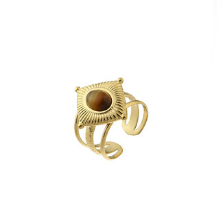 By Shir Ring luxe Noé tijgeroog goud