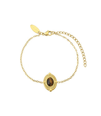 By Shir Armband edelstaal Lieke tijgeroog