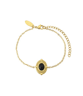 By Shir Bracelet stainless steel lieke black agate