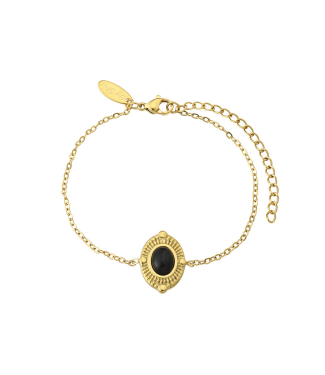 By Shir Bracelet stainless steel lieke black agate