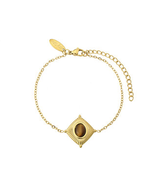 By Shir Armband edelstaal Noé tijgeroog