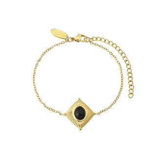 By Shir Armband aus Edelstahl Noé schwarzer Achat