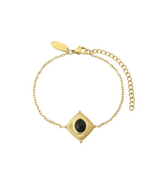 By Shir Armband aus Edelstahl Noé schwarzer Achat