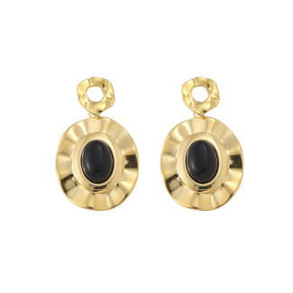 By Shir Oorbellen luxe Sarah zwart agaat